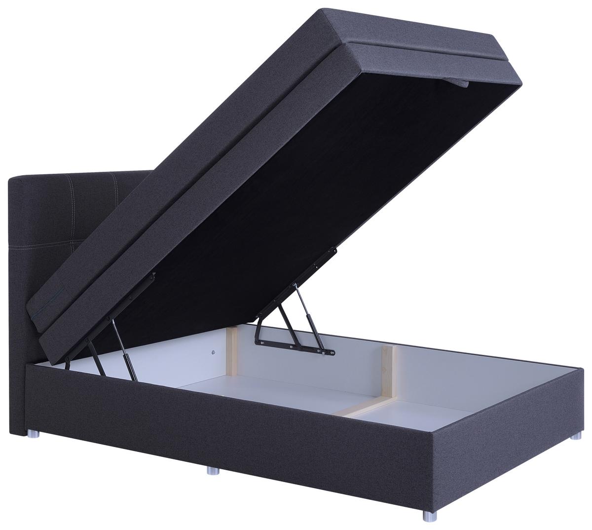 Boxspringbett Royal 140x200 Dunkelgrau - Chromfarben/Dunkelgrau, MODERN, Holzwerkstoff/Textil (140/200cm)