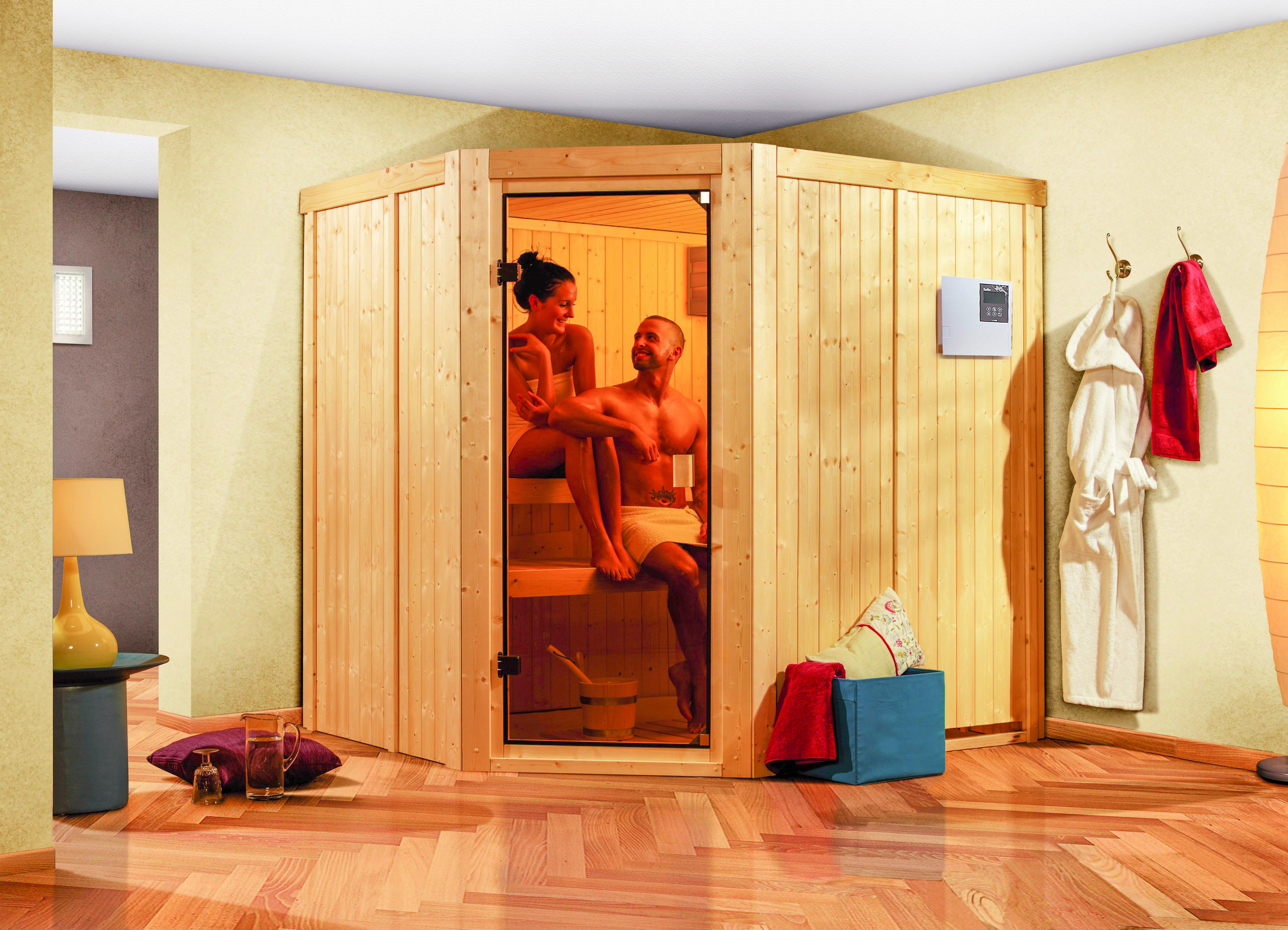 Sauna Toulon Mit Ext. Steuerung 196x198x178 Cm - Naturfarben, MODERN, Holz (196/198/178cm) - Karibu