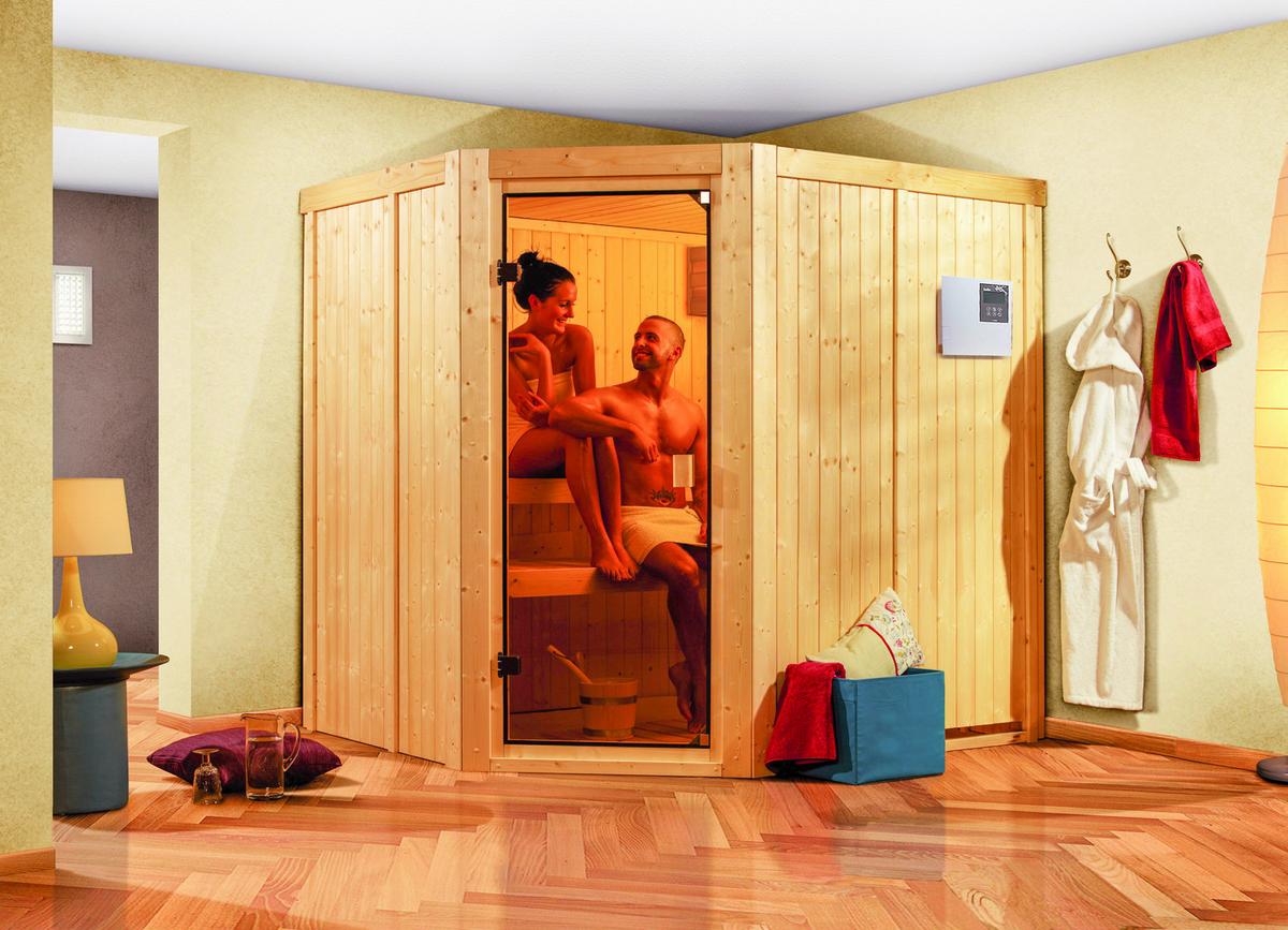 Sauna Toulon Mit Ext. Steuerung 196x198x178 Cm - Naturfarben, MODERN, Holz (196/198/178cm) - Karibu