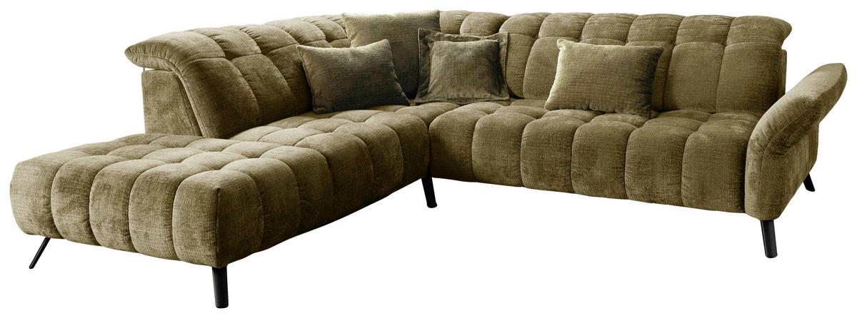 Rohová sedačka NEW YORK, levá, olivově zelený velur - černá/olivově zelená, Moderní, kov/kompozitní dřevo (261/87-104/288cm) - Premium Living