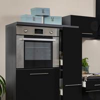 Küchenzeile mit Geräten 310 cm Schwarz Hochglanz/Grau - Eichefarben/Schwarz, Basics, Holzwerkstoff (310cm) - Respekta