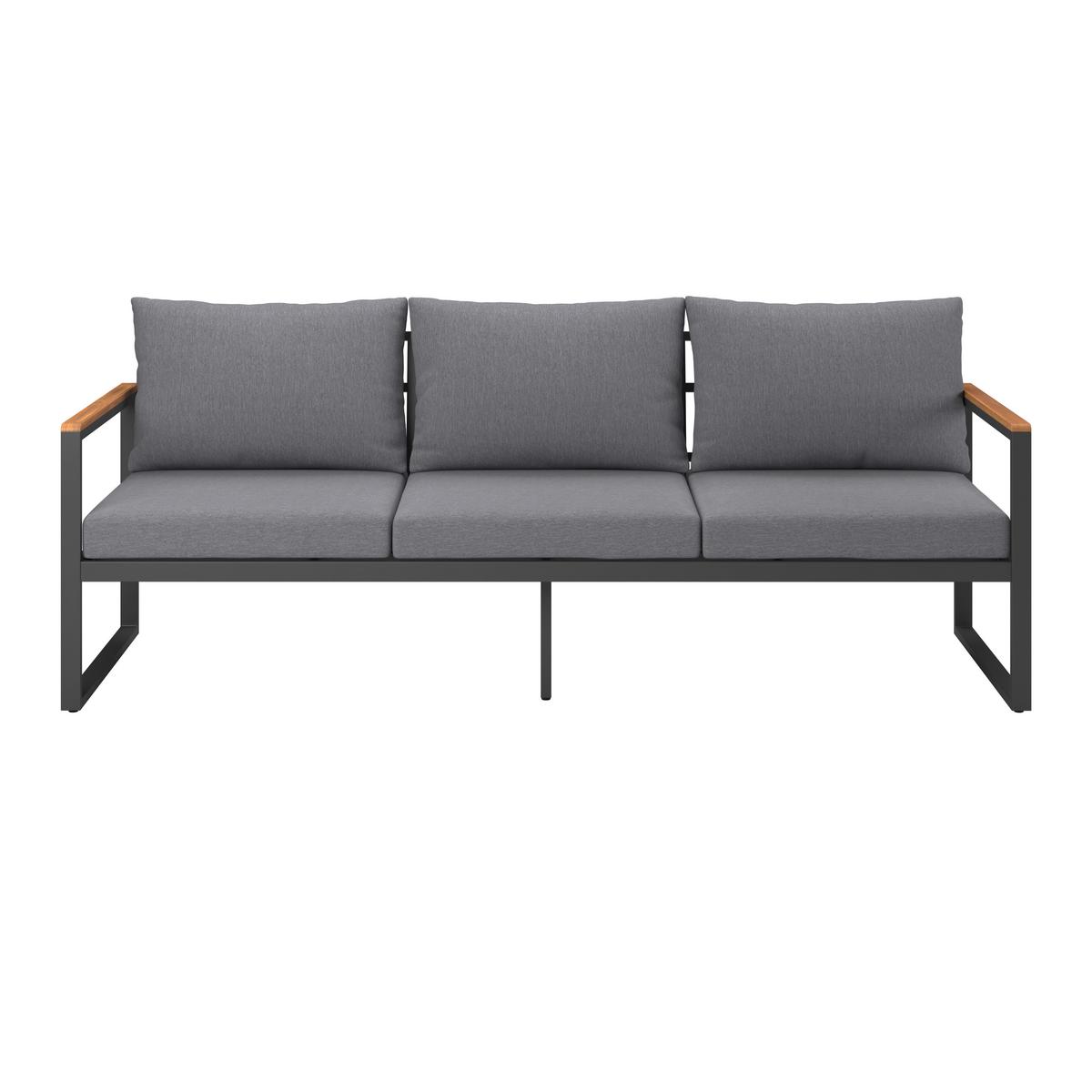 Loungegarnitur Acapulco - Weiß/Grau, MODERN, Holz/Textil (199/69/73cm) - Beldano