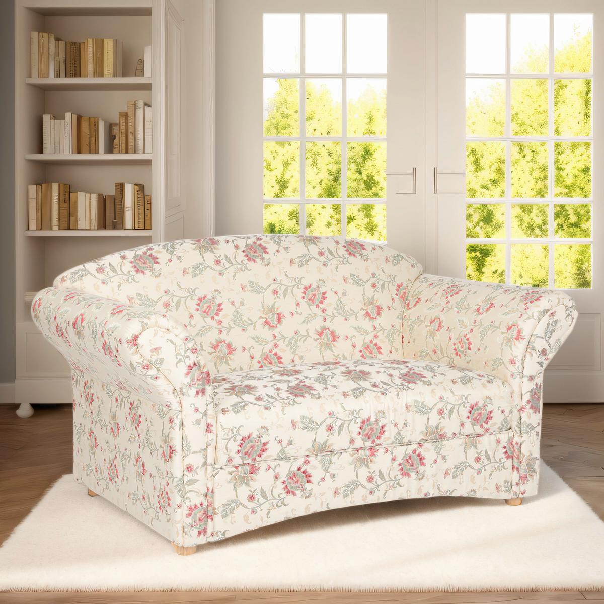 2-Sitzer Loretta ca. 153x83x85 cm - Hellbraun/Perlmutt, Basics, Holz/Textil (153/83/85cm)
