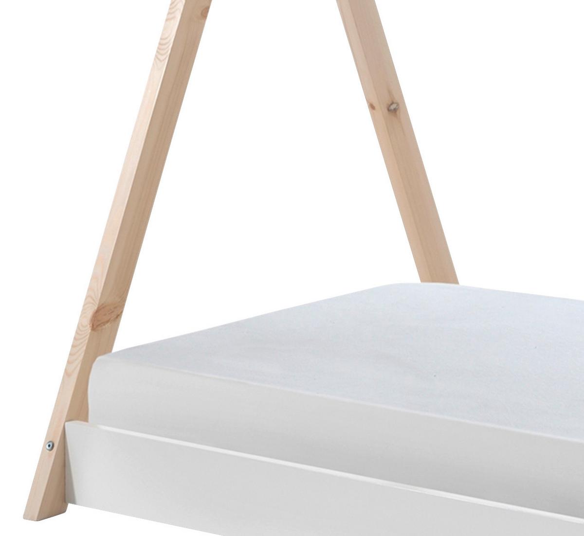 Kinderbett Tipi 90x200 Cm Kiefer Echtholz Weiß - Weiß/Kieferfarben, MODERN, Holz/Holzwerkstoff (90/200cm) - Vipack