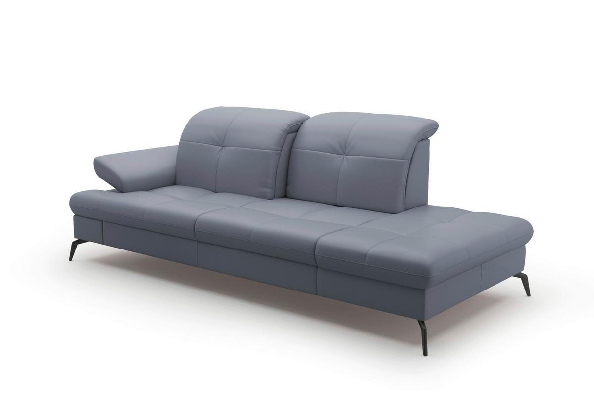 Récamiere Amica E, Graubrau B: 231 Cm - Graublau/Schwarz, KONVENTIONELL, Leder/Textil (231/90/122cm) - Sit & More