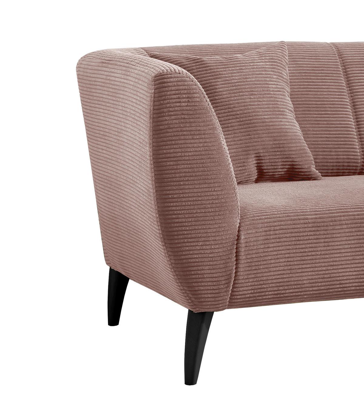 3-Sitzer-Sofa Colori Rosa Rücken Echt - Schwarz/Rosa, MODERN, Textil (208/83/88cm) - MID.YOU