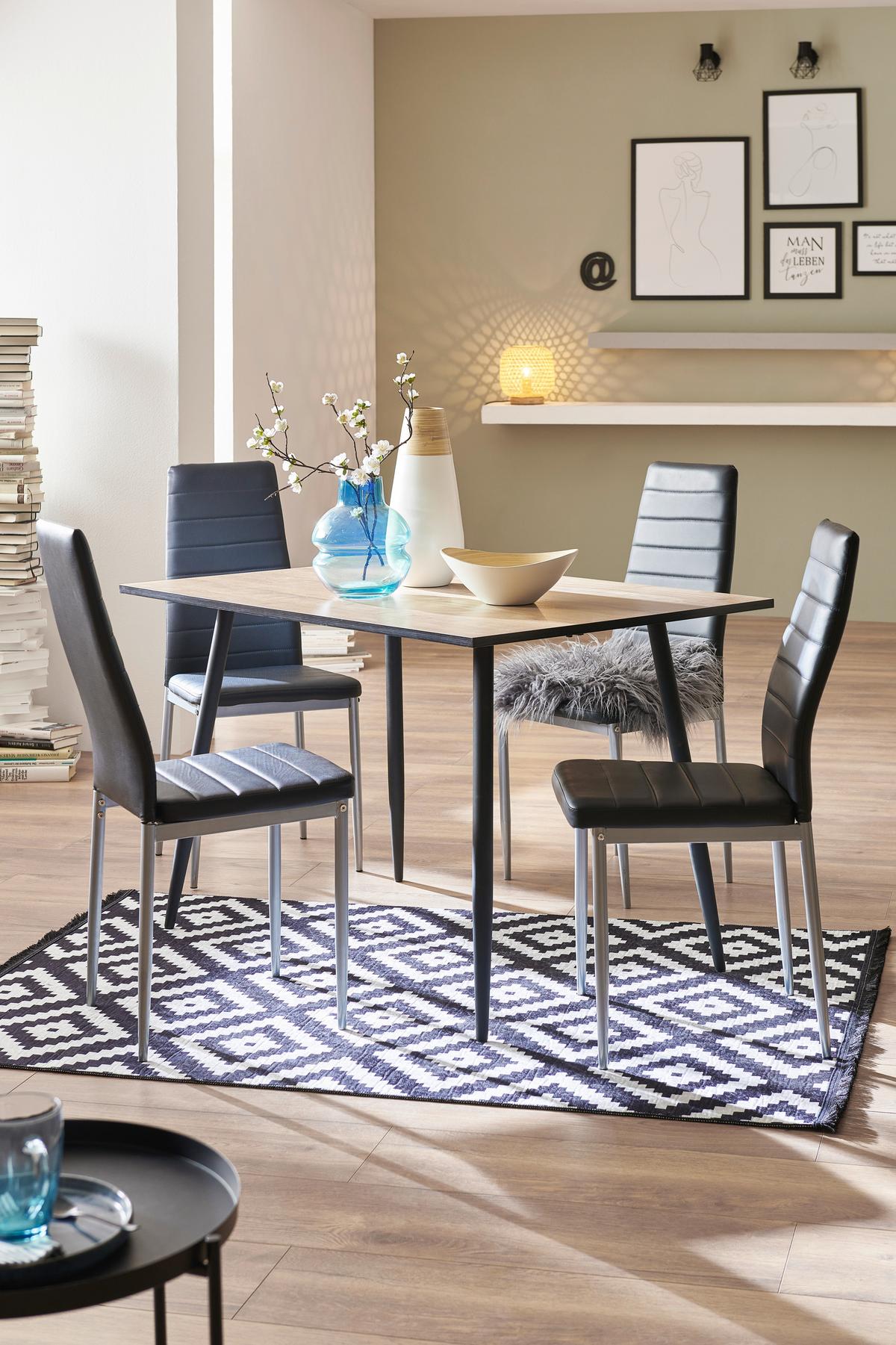 Esstisch Tom 120x76x80 Cm Naturfarben/schwarz - Schwarz/Naturfarben, KONVENTIONELL, Holzwerkstoff/Metall (120/76/80cm)