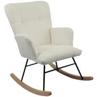Schaukelstuhl Viktor Weiß B: 62 cm - Naturfarben/Weiß, Basics, Holz/Textil (62/90/52cm) - P & B
