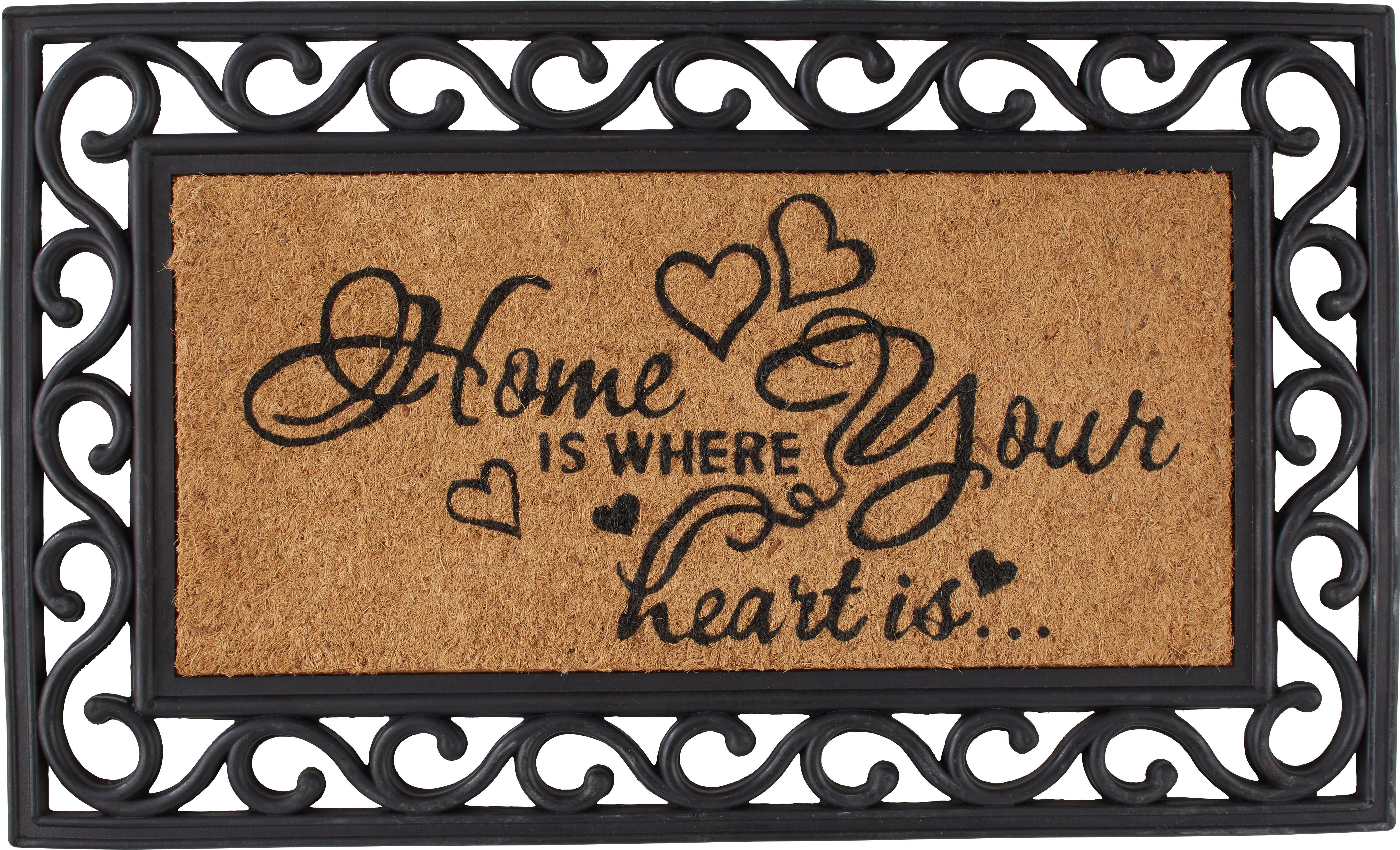 DVEŘNÍ ROHOŽKA HEARTS, 40/60 cm - hnědá, Romantický / Rustikální, textil/plast (40/60cm) - Mömax