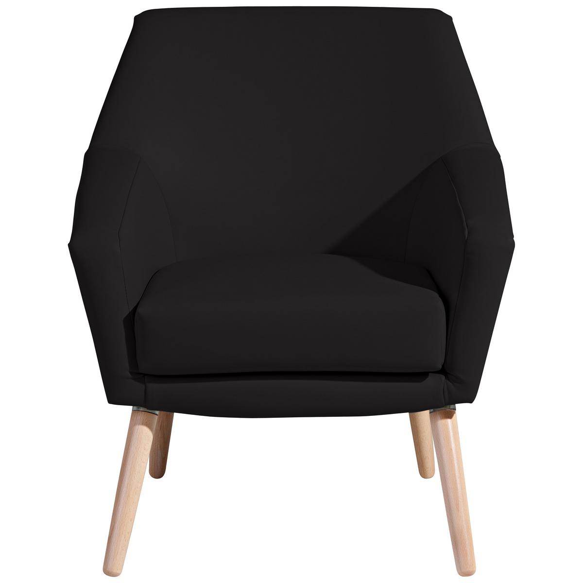 Polstersessel mit Armlehnen Alegro Lederlook Schwarz - Buchefarben/Schwarz, Design, Textil (67/81/71cm) - Max Winzer