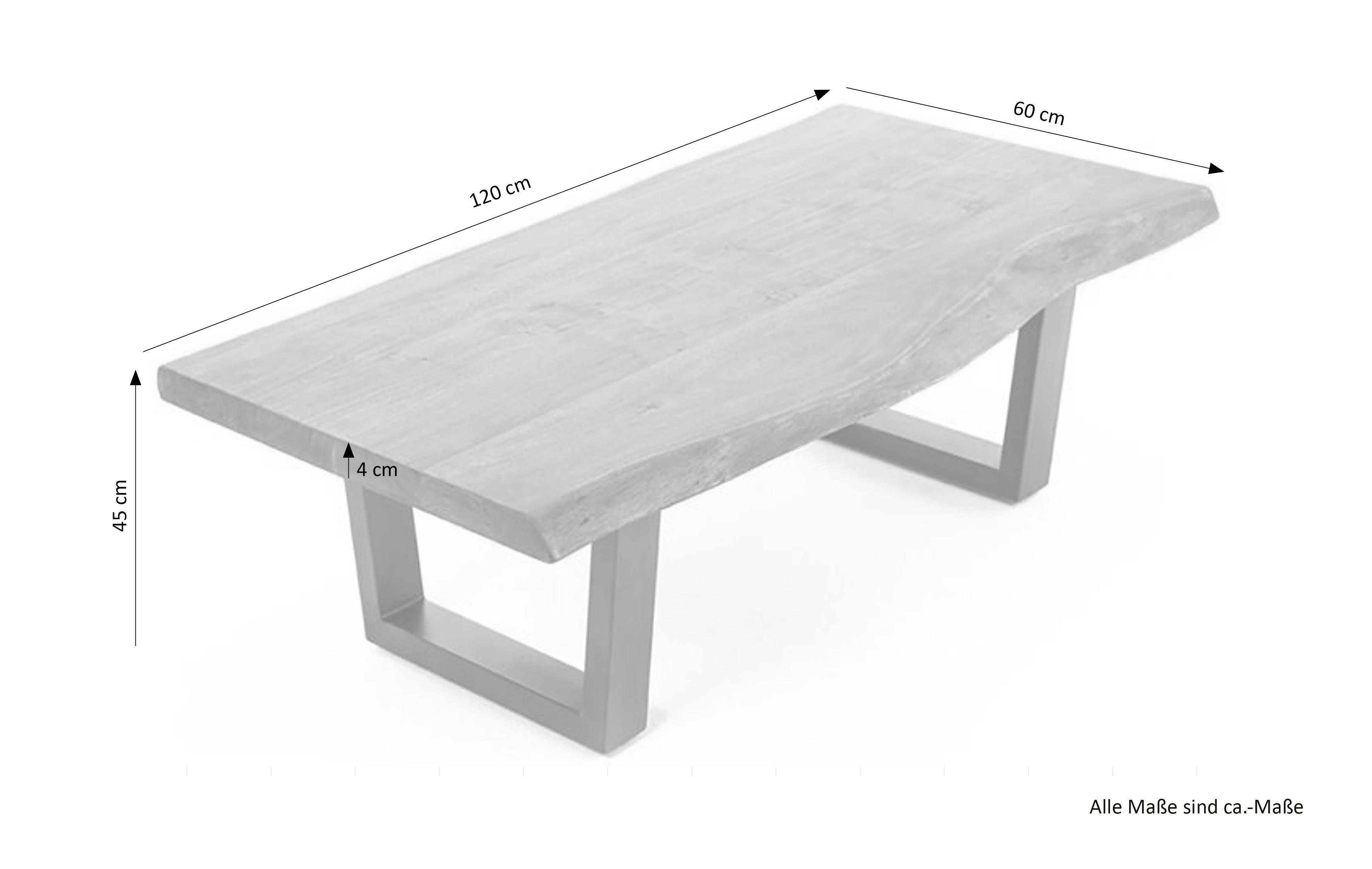 Couchtisch Judy B: 120cm Akaziefarben - Schwarz/Akaziefarben, MODERN, Holz/Metall (120/45/60cm) - MID.YOU