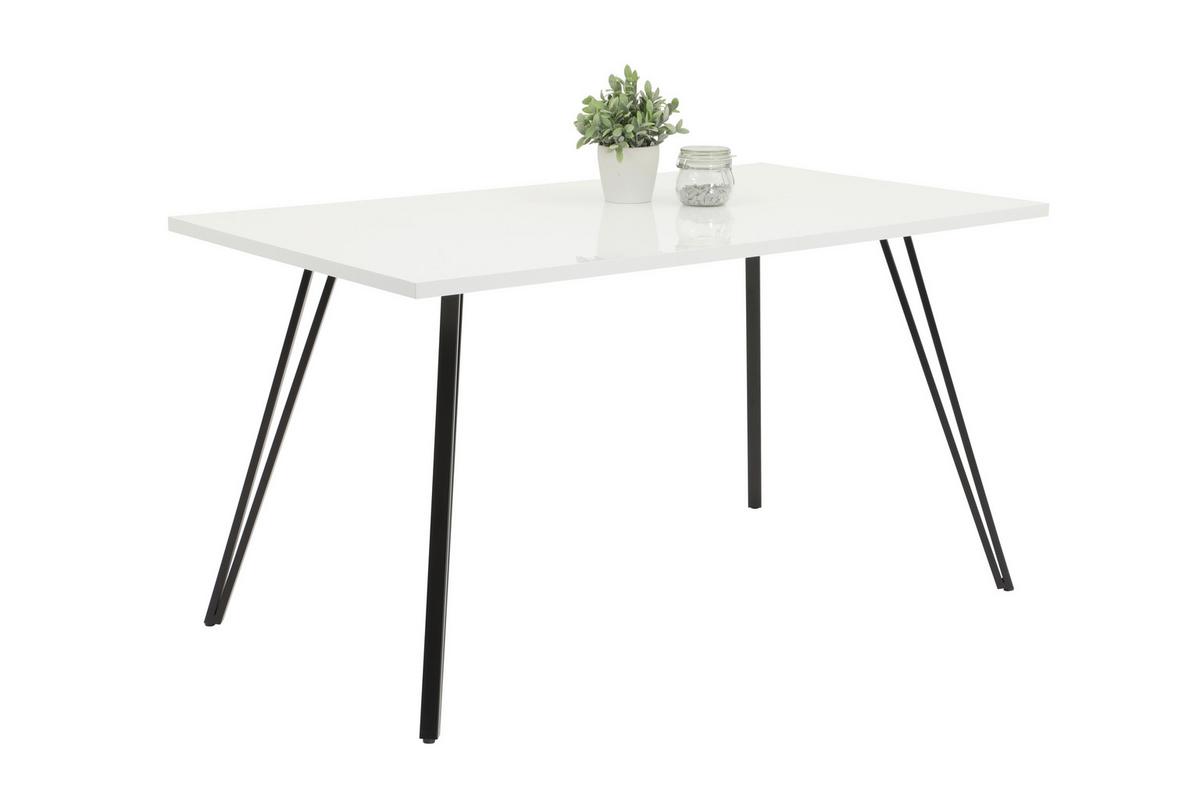 Tischgruppe Jennifer G - Weiß Hochglanz/Schwarz, MODERN, Holzwerkstoff/Textil (140/76/80cm) - MID.YOU