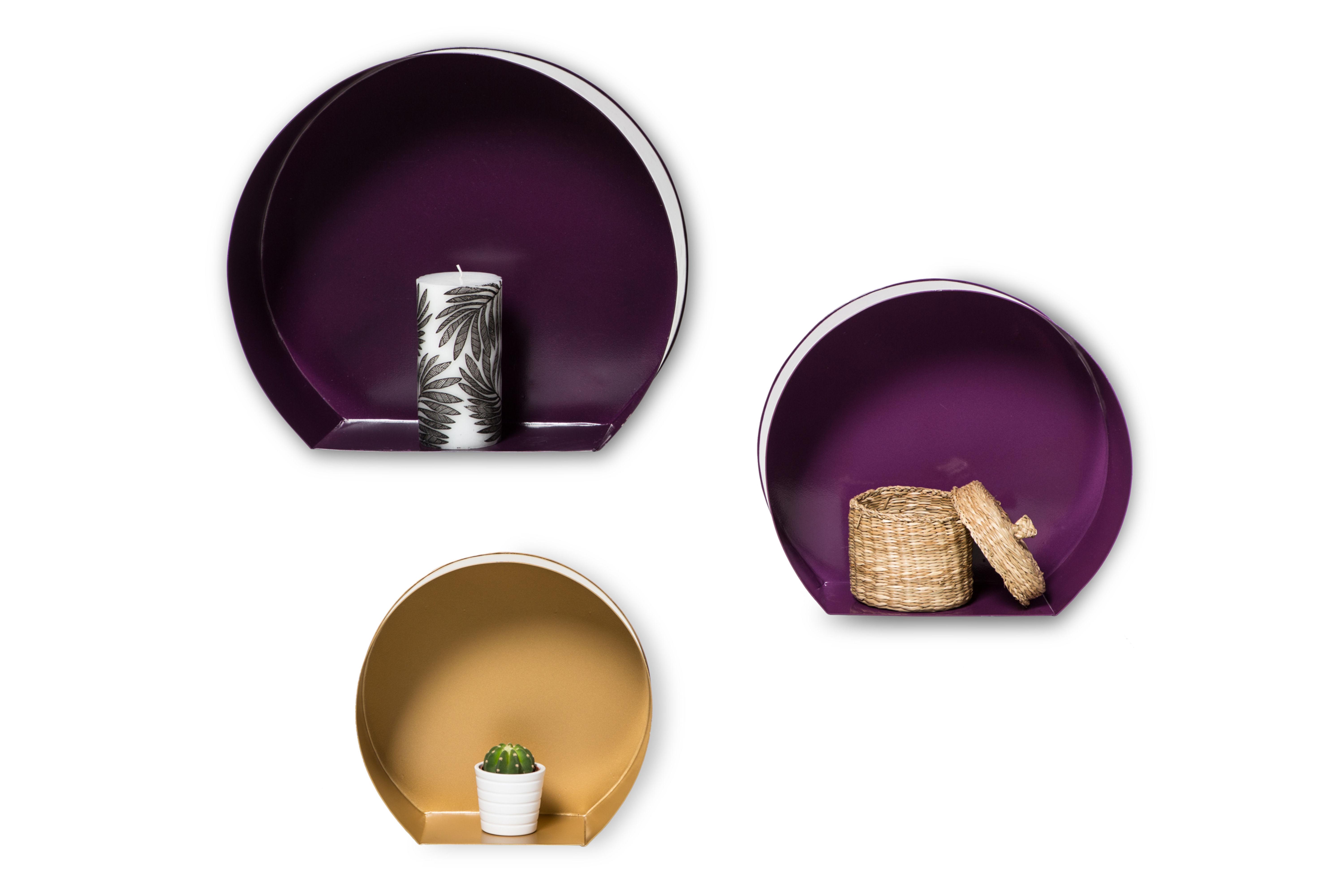 3 Hängeregale in bunten Farben