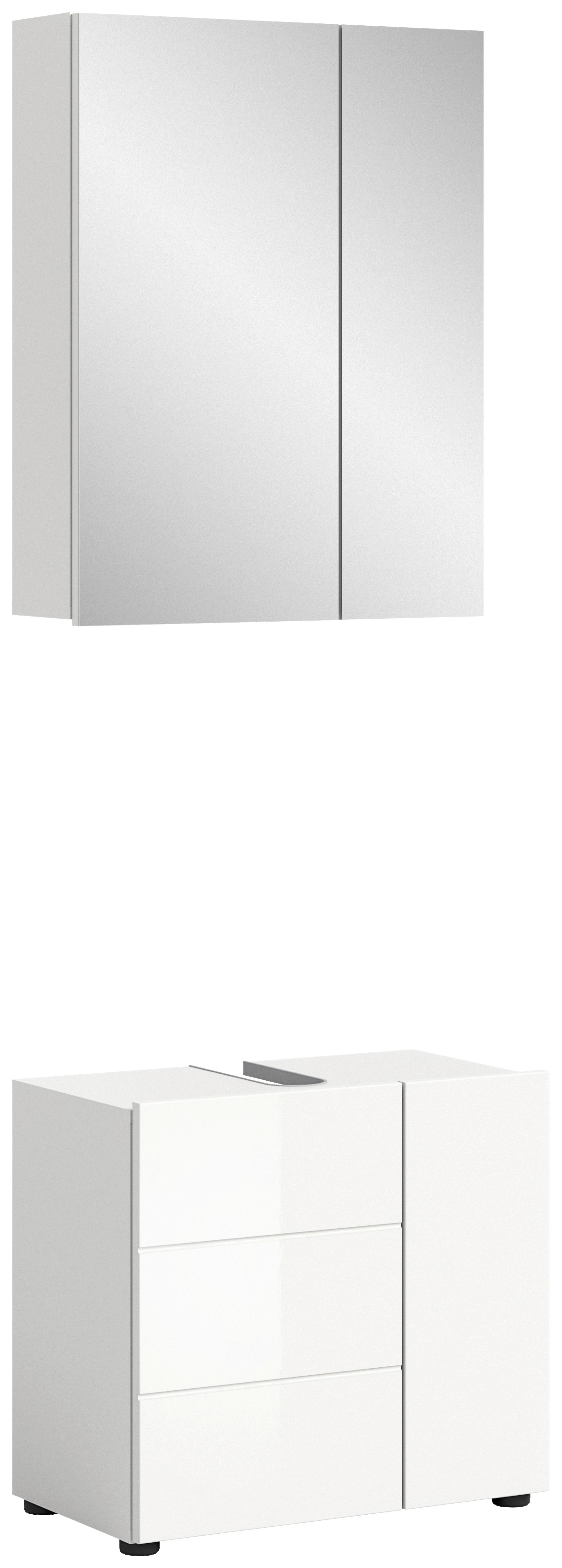 Badezimmer Vira - Weiß Hochglanz/Schwarz, MODERN, Holzwerkstoff (60cm) - MID.YOU