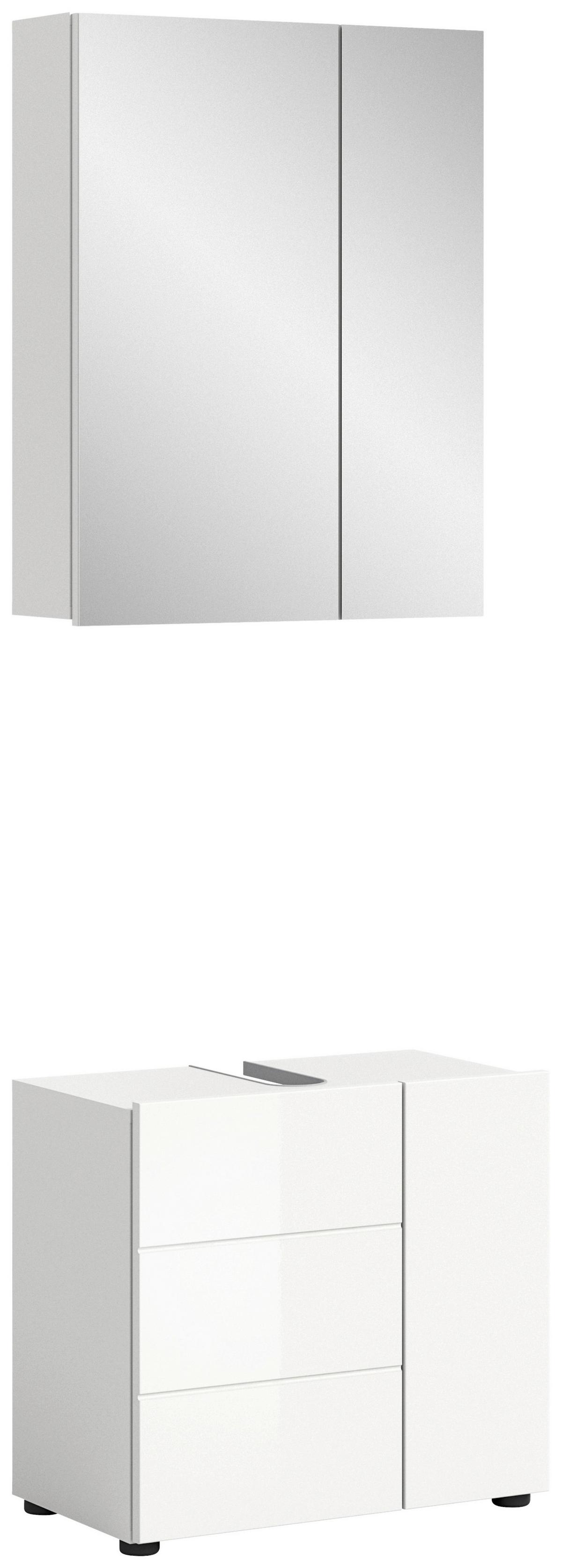 Badezimmer Vira - Weiß Hochglanz/Schwarz, MODERN, Holzwerkstoff (60cm) - MID.YOU