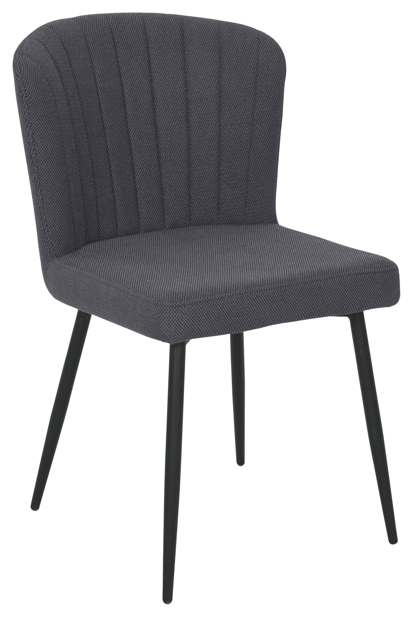 Vierfußstuhl Abbie Leinenoptik Schwarz, B: 52 cm - Schwarz, KONVENTIONELL, Holz/Textil (52/82/60cm) - P & B