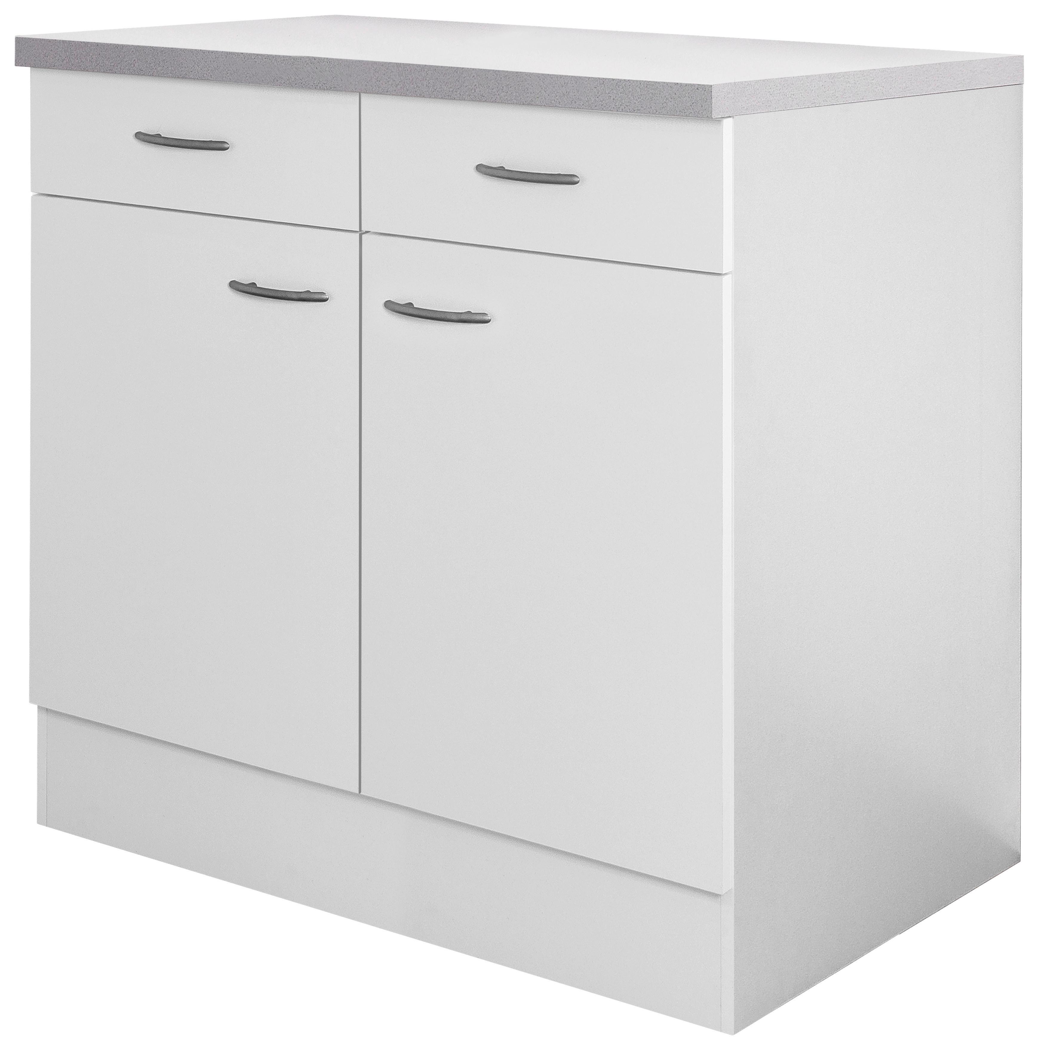 Küchenunterschrank Wito 80 cm Weiß 2 Drehtüren - Hellgrau/Weiß, Holzwerkstoff (80/85/60cm) - FlexWell