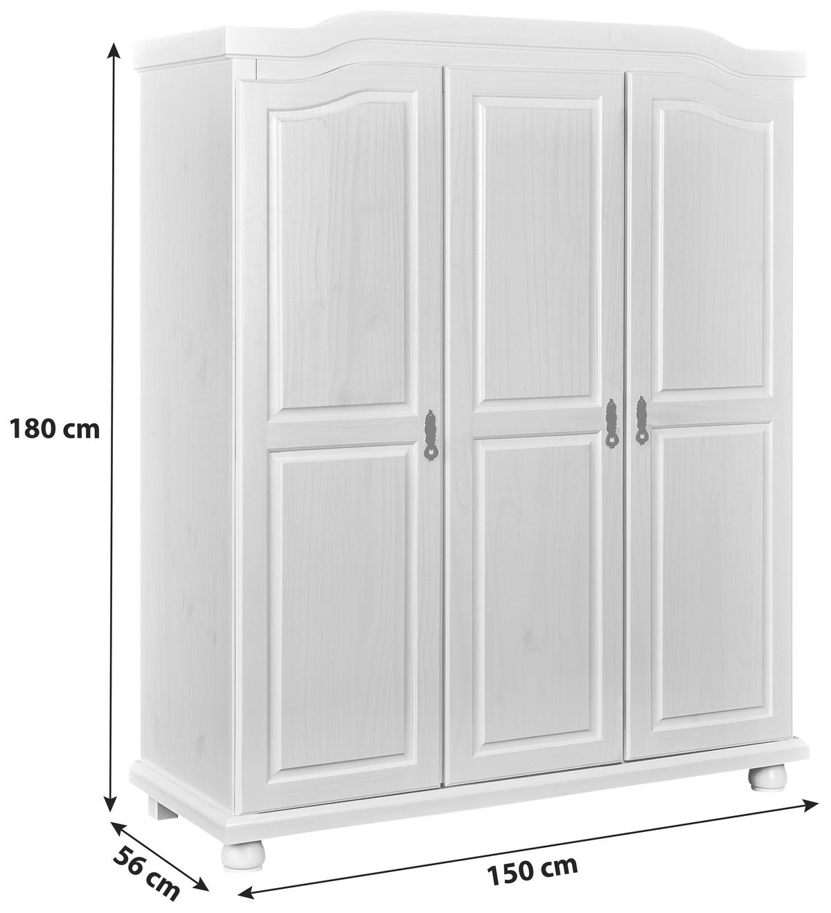 Garde-robe Bastian 150cm avec 3 portes - blanc Classique - Interlink