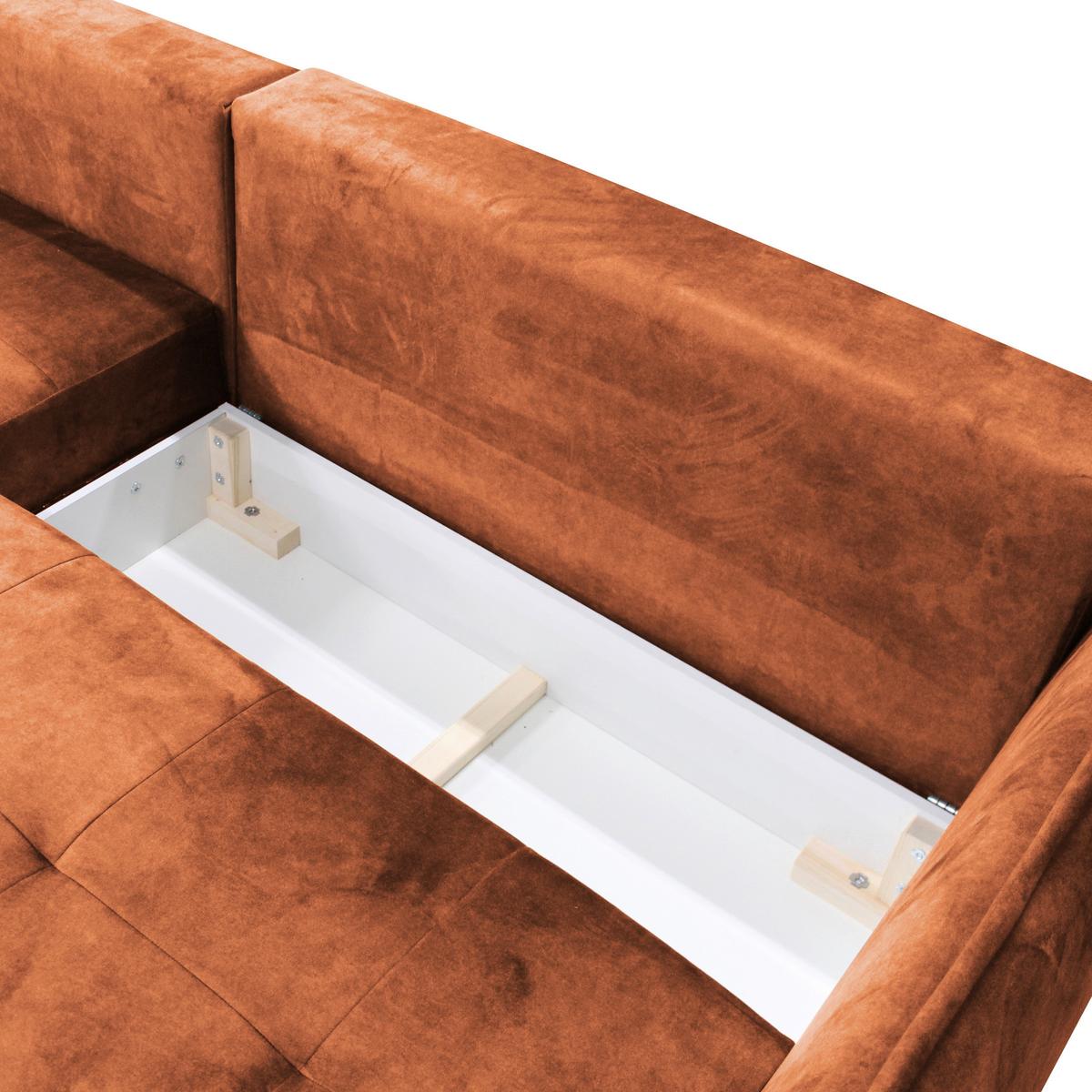 Ecksofa Whisper Rostfarben S:196x264cm - Rostfarben/Goldfarben, Design, Textil (196/264cm) - MID.YOU