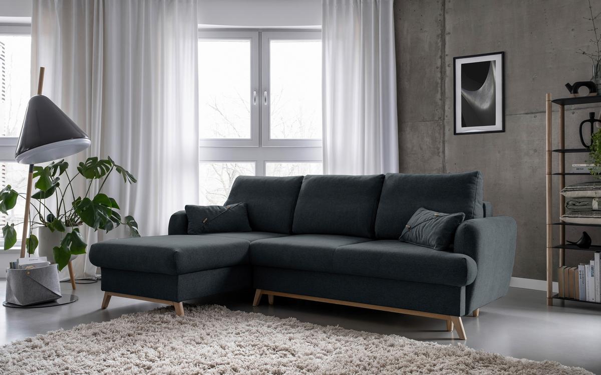 Ecksofa Scandic Lagom Beige S: 157x235 cm - Dunkelgrau/Naturfarben, Textil (157/235cm) - MID.YOU