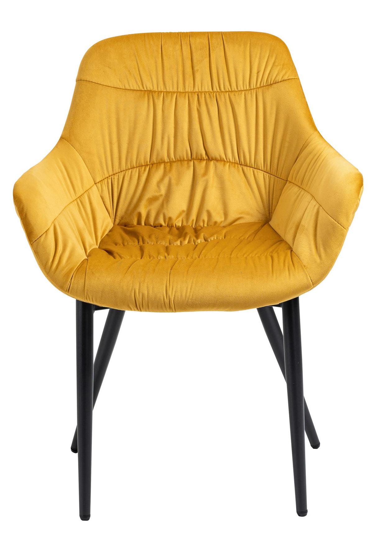 Tischgruppe Akazie Massiv/Senfgelb 5--Teilig. - Senfgelb/Naturfarben, MODERN, Holz/Textil (160/85/76,5cm) - Livetastic