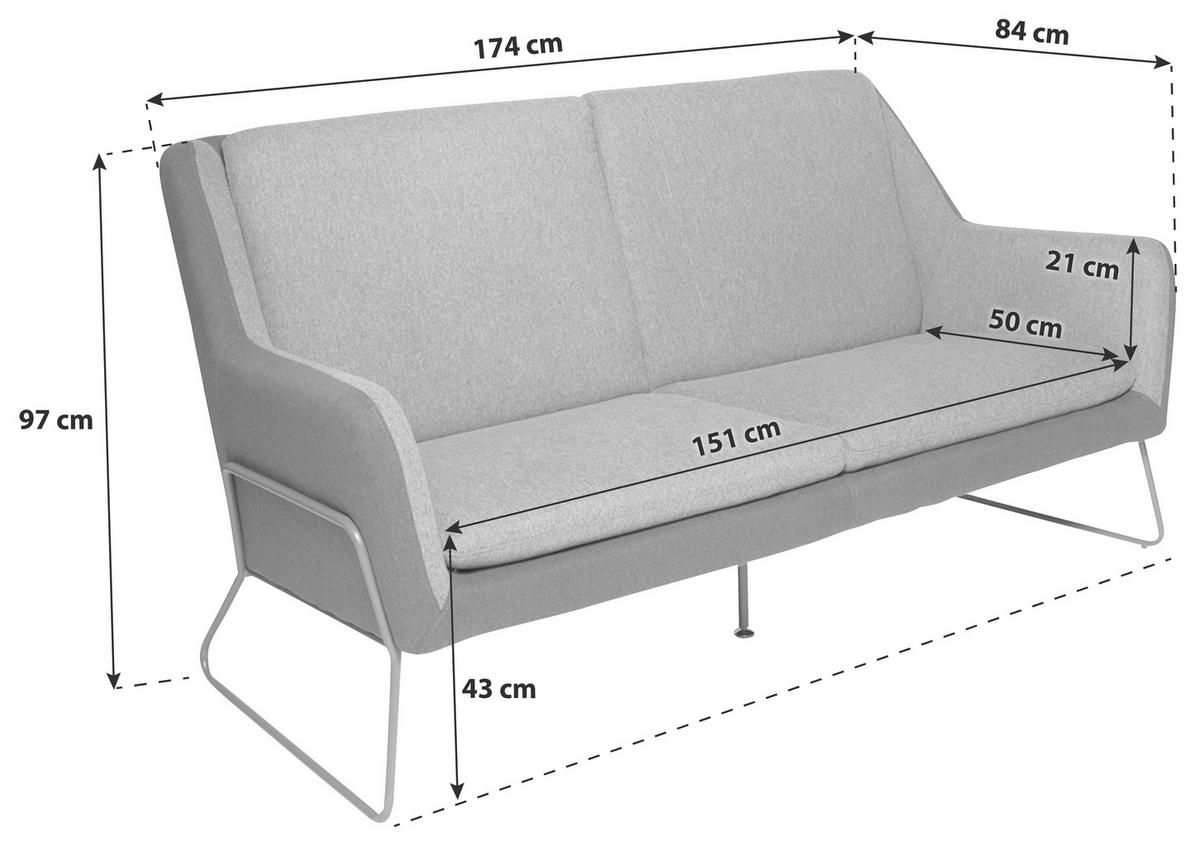 3-sitzer-sofa Lagun Hellgrau/dunkelgrau - Dunkelgrau/Hellgrau, MODERN, Textil (174/97/84cm) - MID.YOU