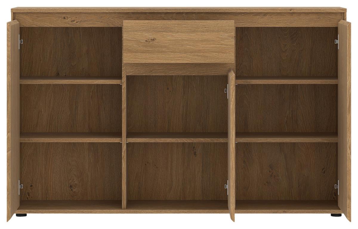 Kommode Calzado Steineiche B: 137cm - Eichefarben/Schwarz, MODERN, Holzwerkstoff (137/85/35cm)