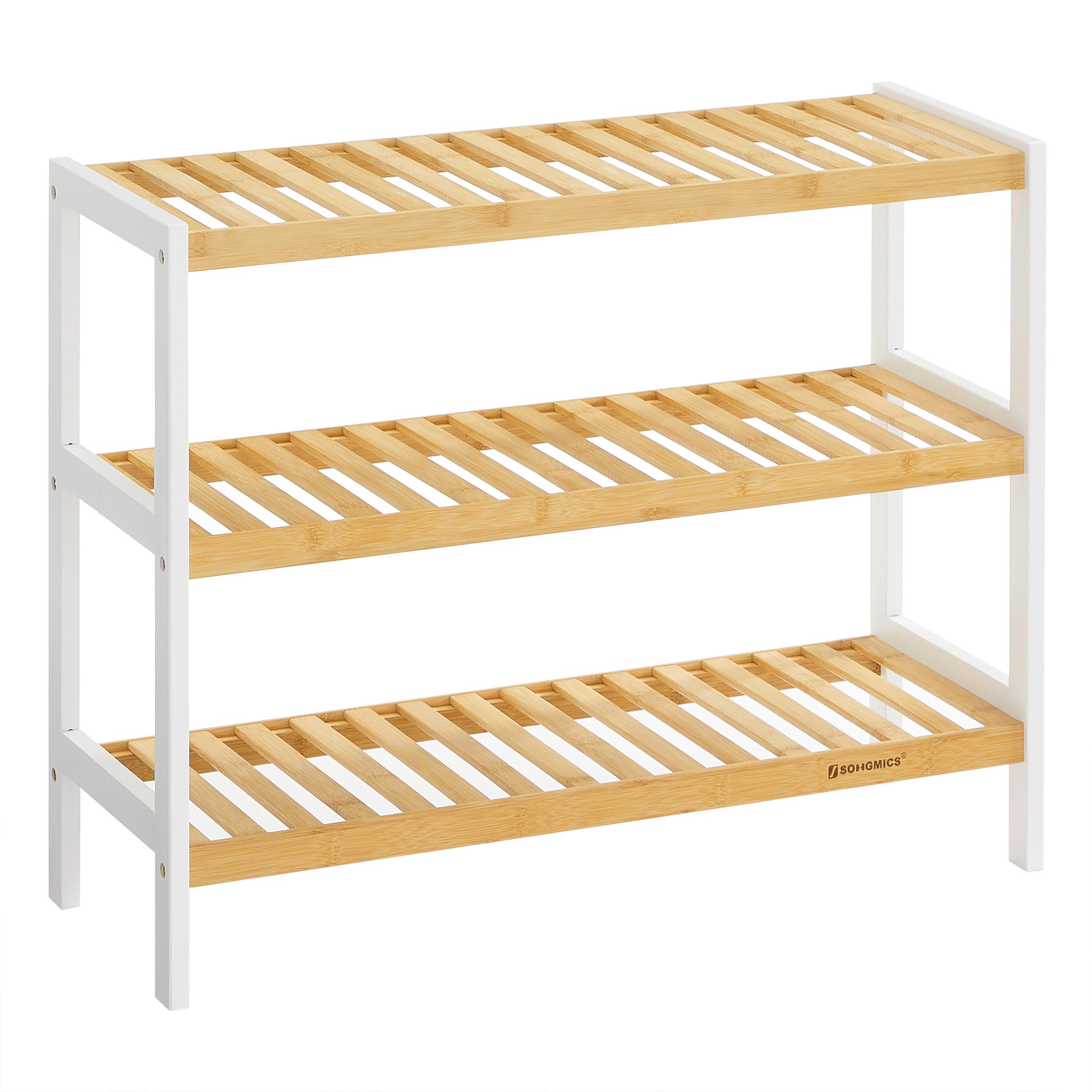 Regál na topánky, bambus - biela/prírodná farba, Trend, drevo (70/55/26cm) - Boxxx