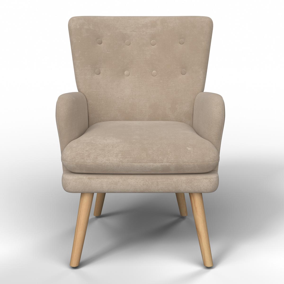 Relaxačné kreslo STANKA, piesková - piesková/prírodná farba, Modern, kov/drevo (67/91/72cm) - Bessagi Home