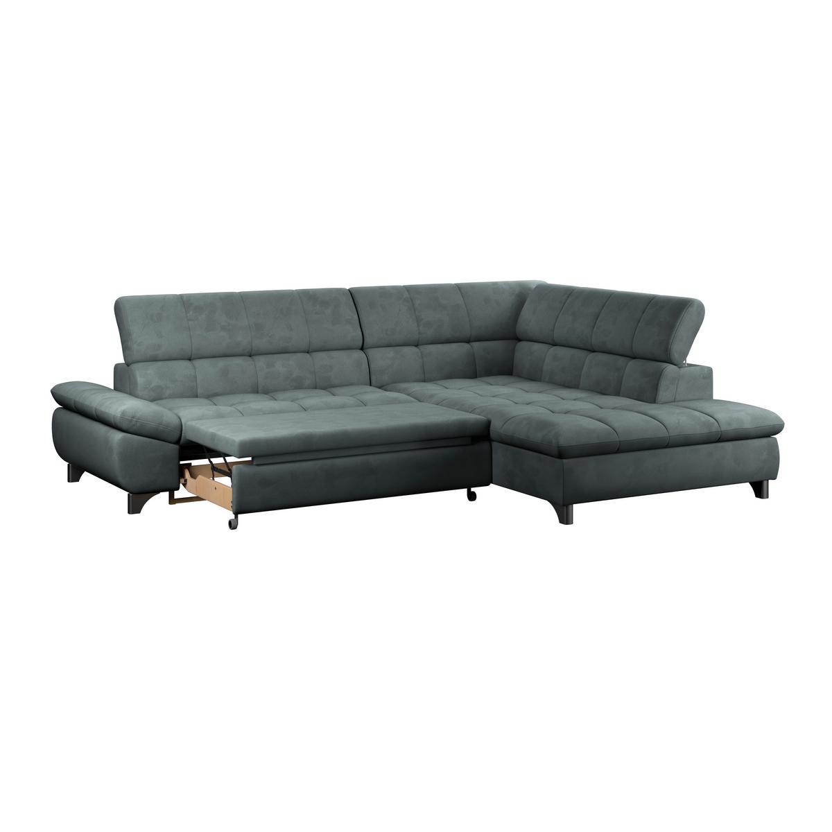 Ecksofa Gemini Graublau, B: 312cm - Chromfarben/Mintgrün, KONVENTIONELL, Textil (312/234cm)