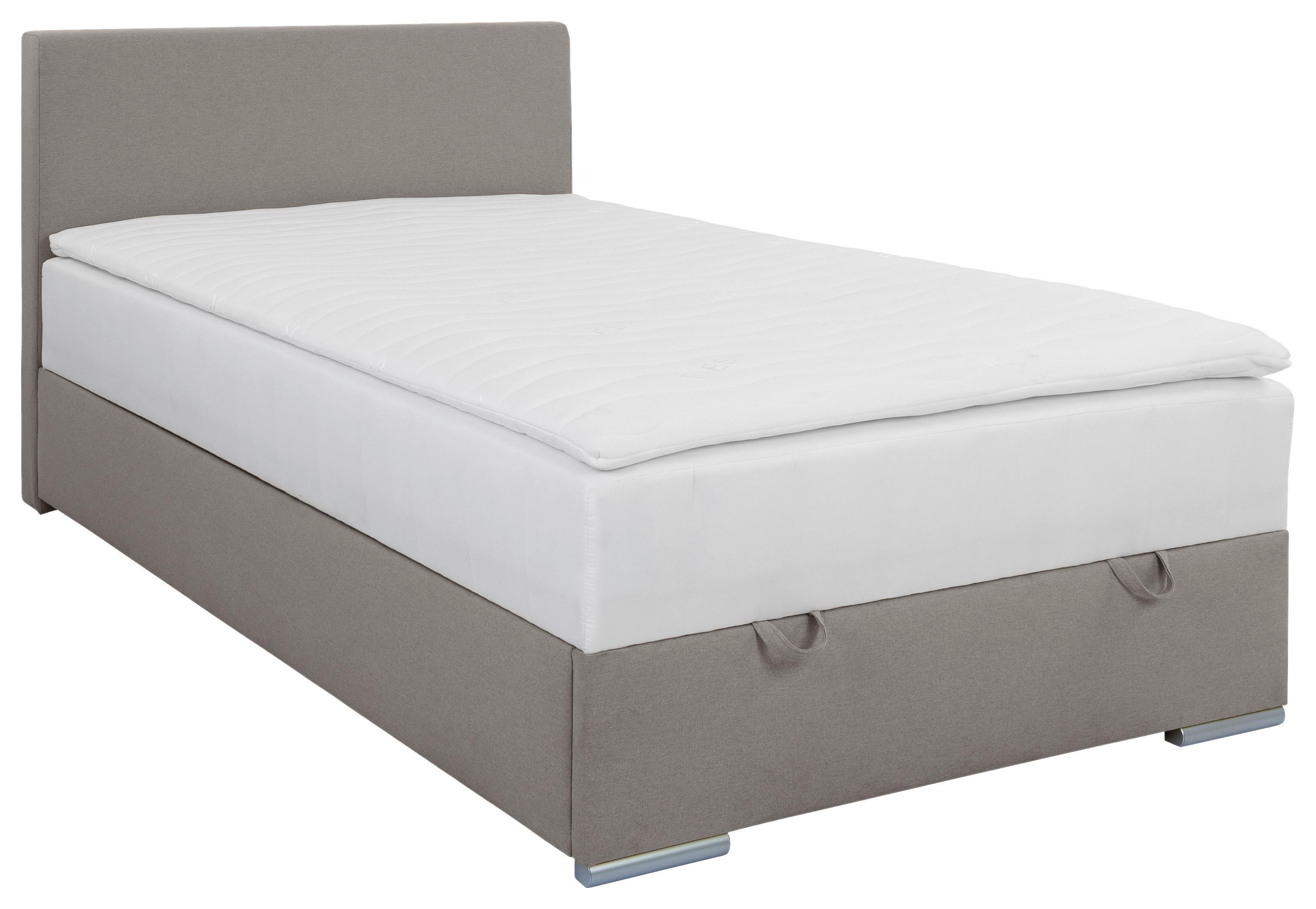 Polsterbett mit Matratze 120x200 Cosi Taupe - Taupe/Chromfarben, KONVENTIONELL, Holz/Textil (120/200cm)