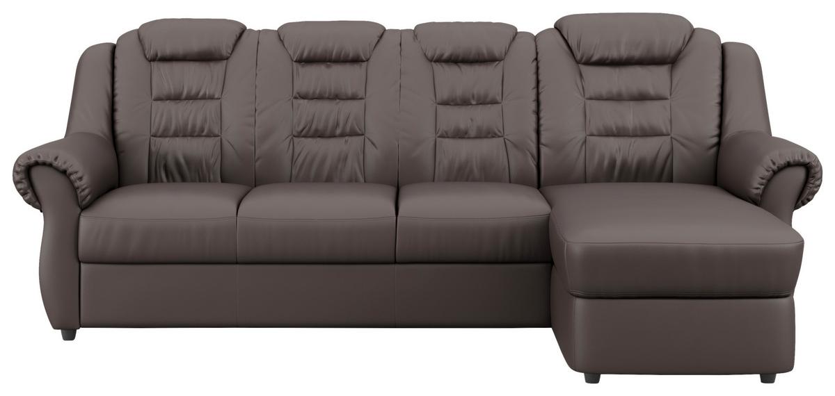 Ecksofa Boston Braun Lederlook - Schwarz/Braun, KONVENTIONELL, Textil (262/165cm) - Livetastic