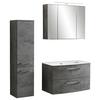 Bademöbel-Set Stockholm B: 110 cm Weiß/Grau - Dunkelgrau/Weiß, KONVENTIONELL, Glas/Holzwerkstoff (110cm) - Held