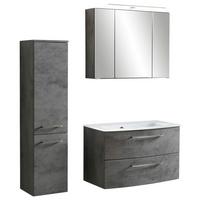 Bademöbel-Set Stockholm B: 110 cm Weiß/Grau - Dunkelgrau/Weiß, KONVENTIONELL, Glas/Holzwerkstoff (110cm) - Held