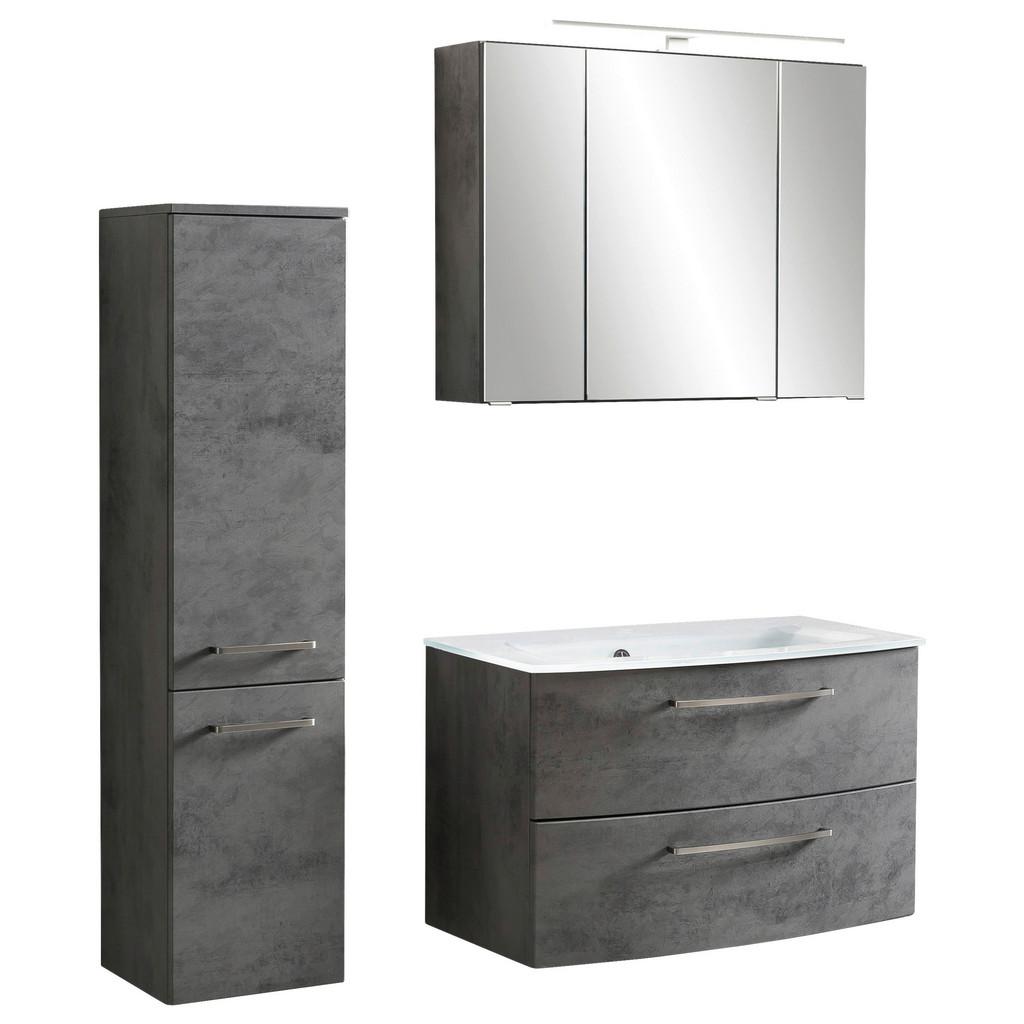 Bademöbel-Set Stockholm B: 110 cm Weiß/Grau