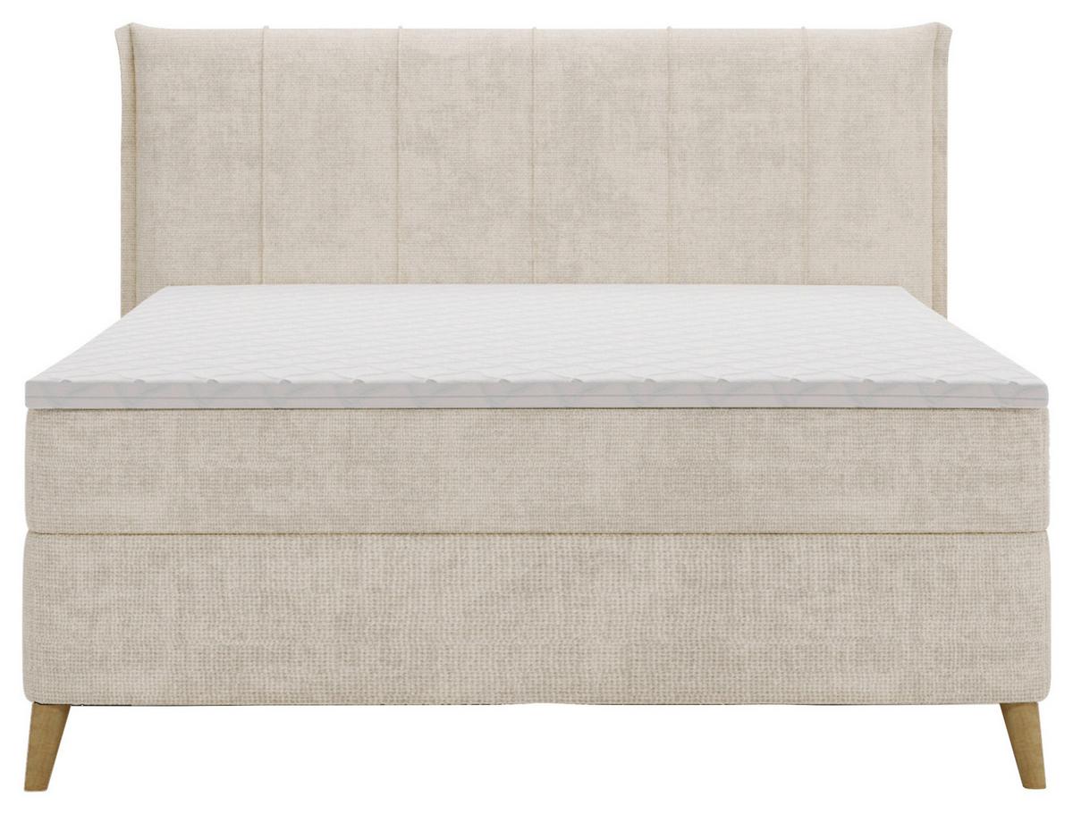 Americká posteľ VELORIA 140x200, béžová - prírodná farba/béžová, Konventionell, drevo/textil (140/200cm) - Mömax
