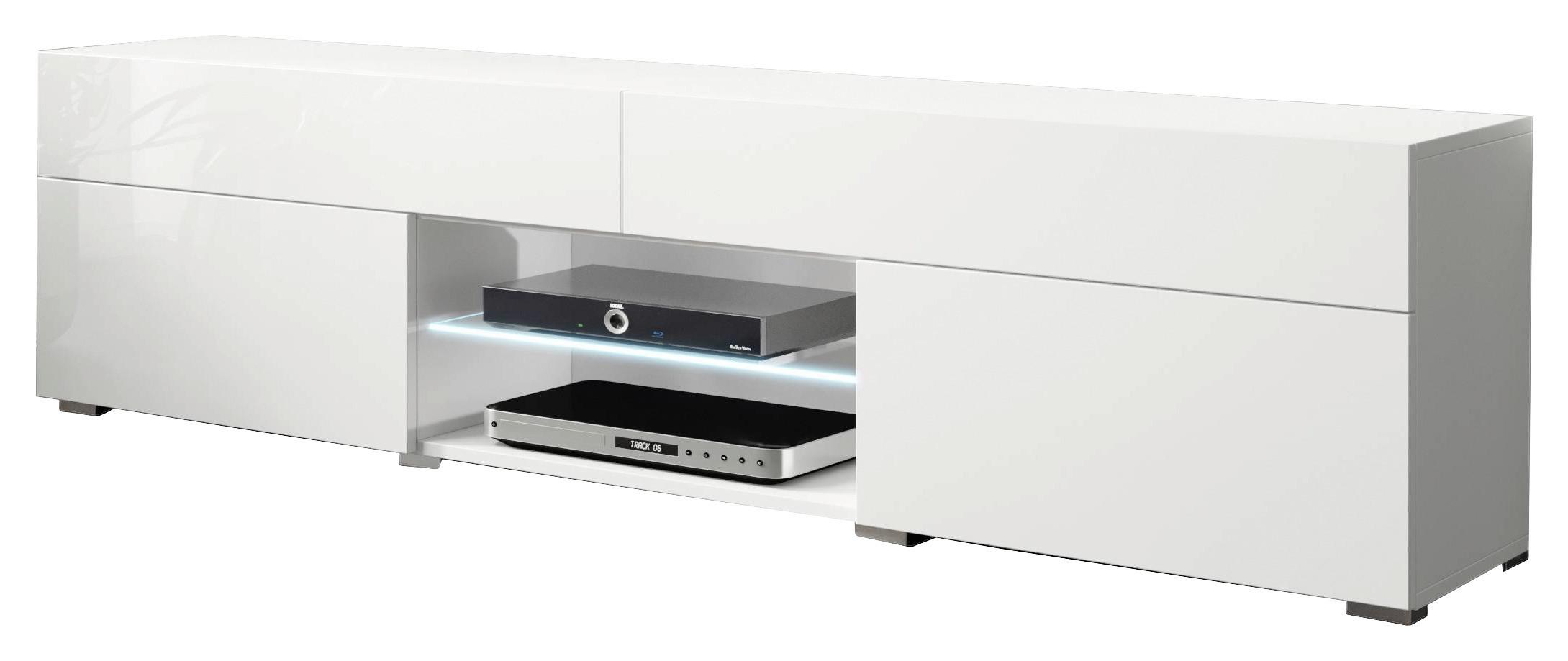 Nízká komoda s LED osvětlením - bílá/šedá, Lifestyle, kompozitní dřevo/plast (180/45,4/32,5cm) - P & B