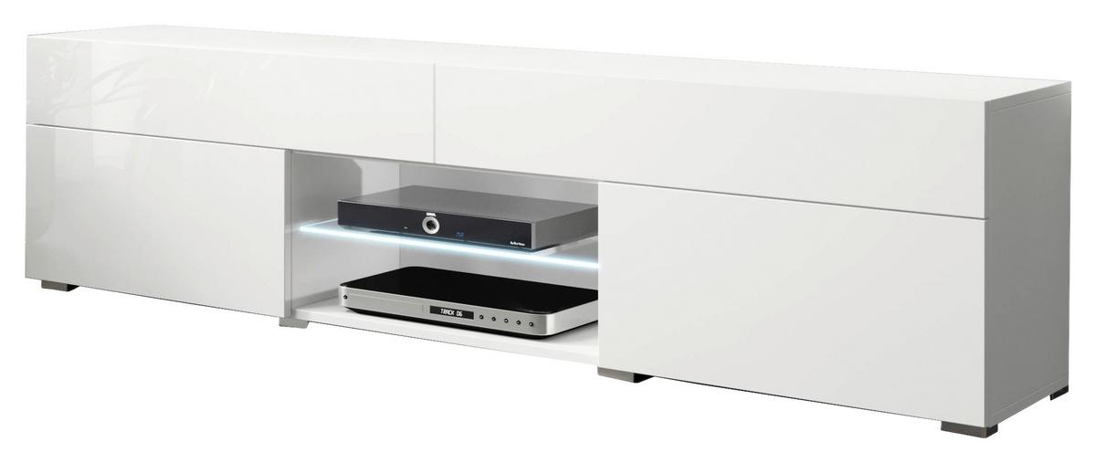 Nízká komoda s LED osvětlením - bílá/šedá, Lifestyle, kompozitní dřevo/plast (180/45,4/32,5cm) - P & B