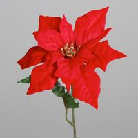 Kunstblume Poinsettia - Rot/Grün, Basics, Kunststoff/Textil (45cm)