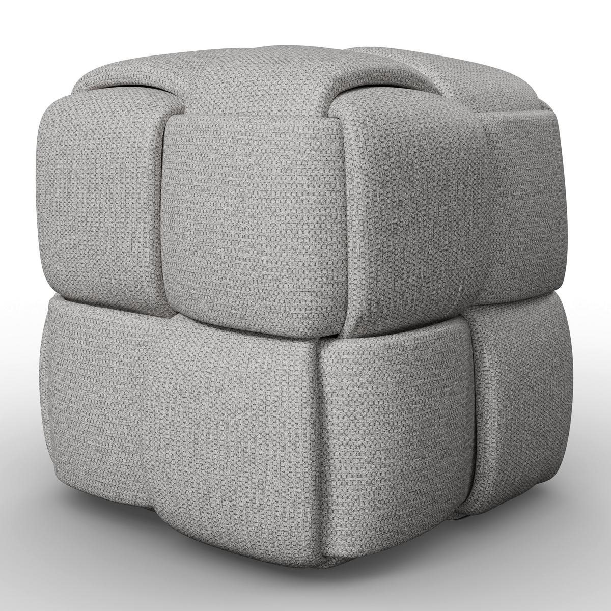 Taburet ELLA šedá bouclé - šedá/černá, Moderní, dřevo/textil (45/45/45cm) - Bessagi Home