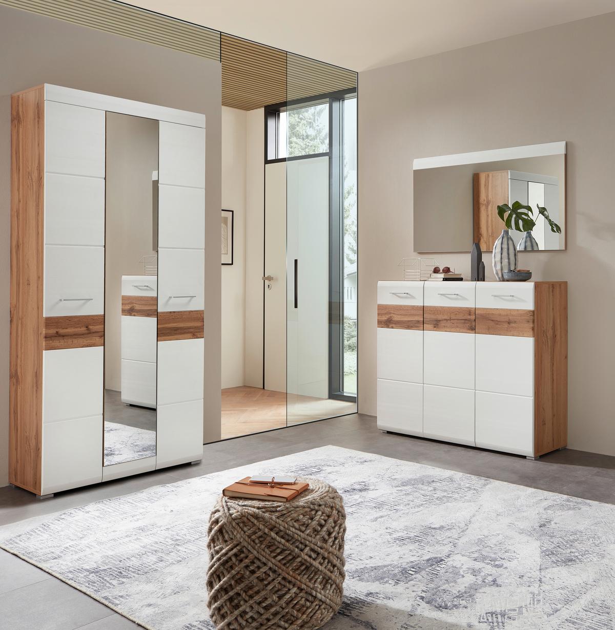 Botník FUNNY bílá/barva dubu - bílá/barvy dubu, Konvenční (126/104/40cm) - Mömax