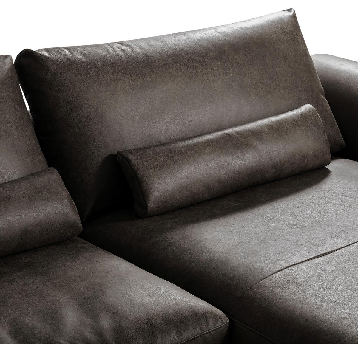 Ecksofa Berlin Fango S: 313 cm - Fango/Schwarz, Design, Leder (313/172cm) - Livetastic