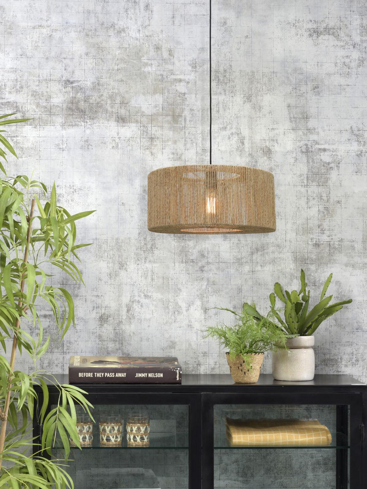 Hängeleuchte Iguazu H: 35 Cm 1-Flammig Höhenverstellbar - Hellbraun/Schwarz, Natur, Naturmaterialien/Kunststoff (52/35cm) - Good & Mojo