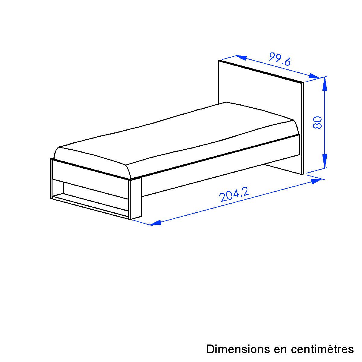 Bett NAEL 90x200 cm - Eichefarben/Schwarz, Basics, Holzwerkstoff (90/200cm)