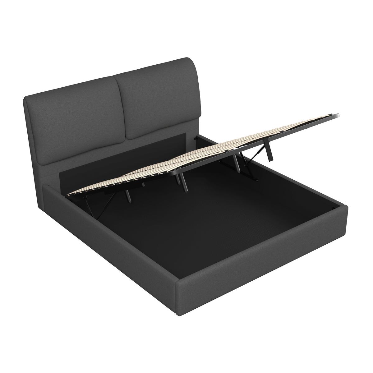 Čalúnená posteľ PERLA 180x200 cm, tmavosivá - čierna/prírodná farba, Modern, drevo/textil (180/200cm) - Bessagi Home