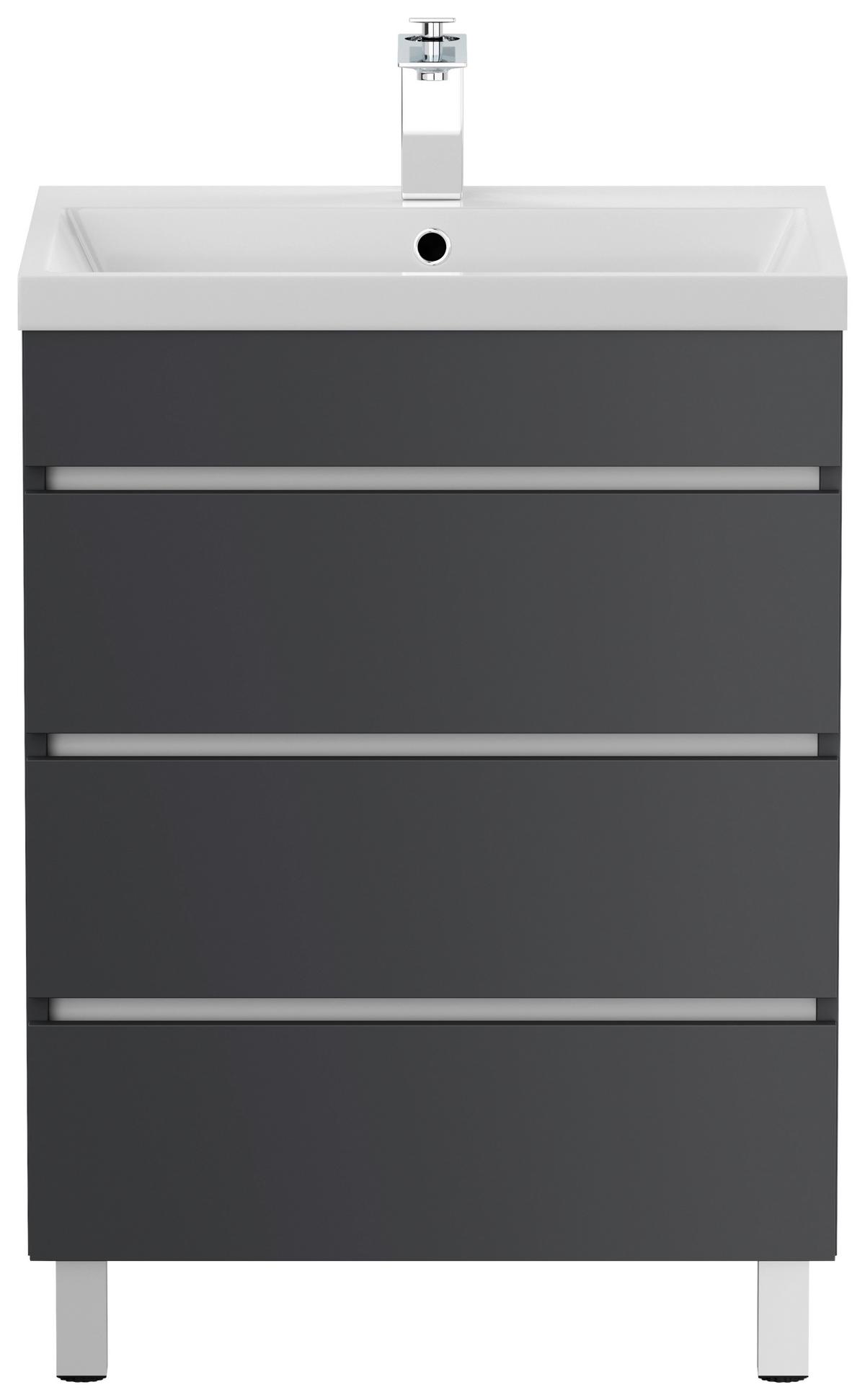 WASCHTISCHKOMBI Fellini, Graphitfarben B: 60cm - Graphitfarben/Weiß, Basics, Holzwerkstoff/Stein (60cm) - MID.YOU