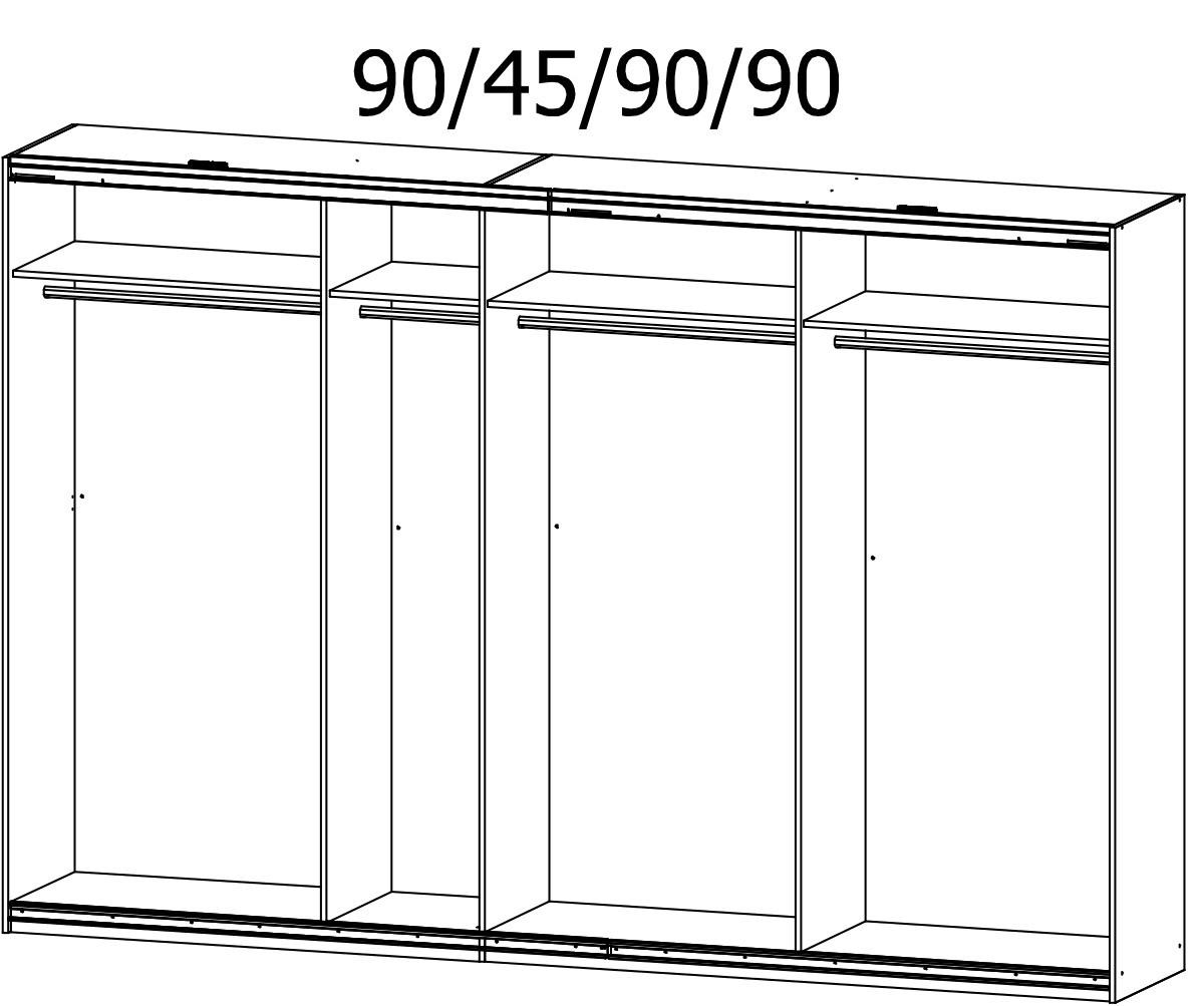 Schwebetürenschrank mit Glas 316cm Bensheim, Graphit - Eichefarben/Graphitfarben, MODERN, Holzwerkstoff (316/211/62cm) - James Wood