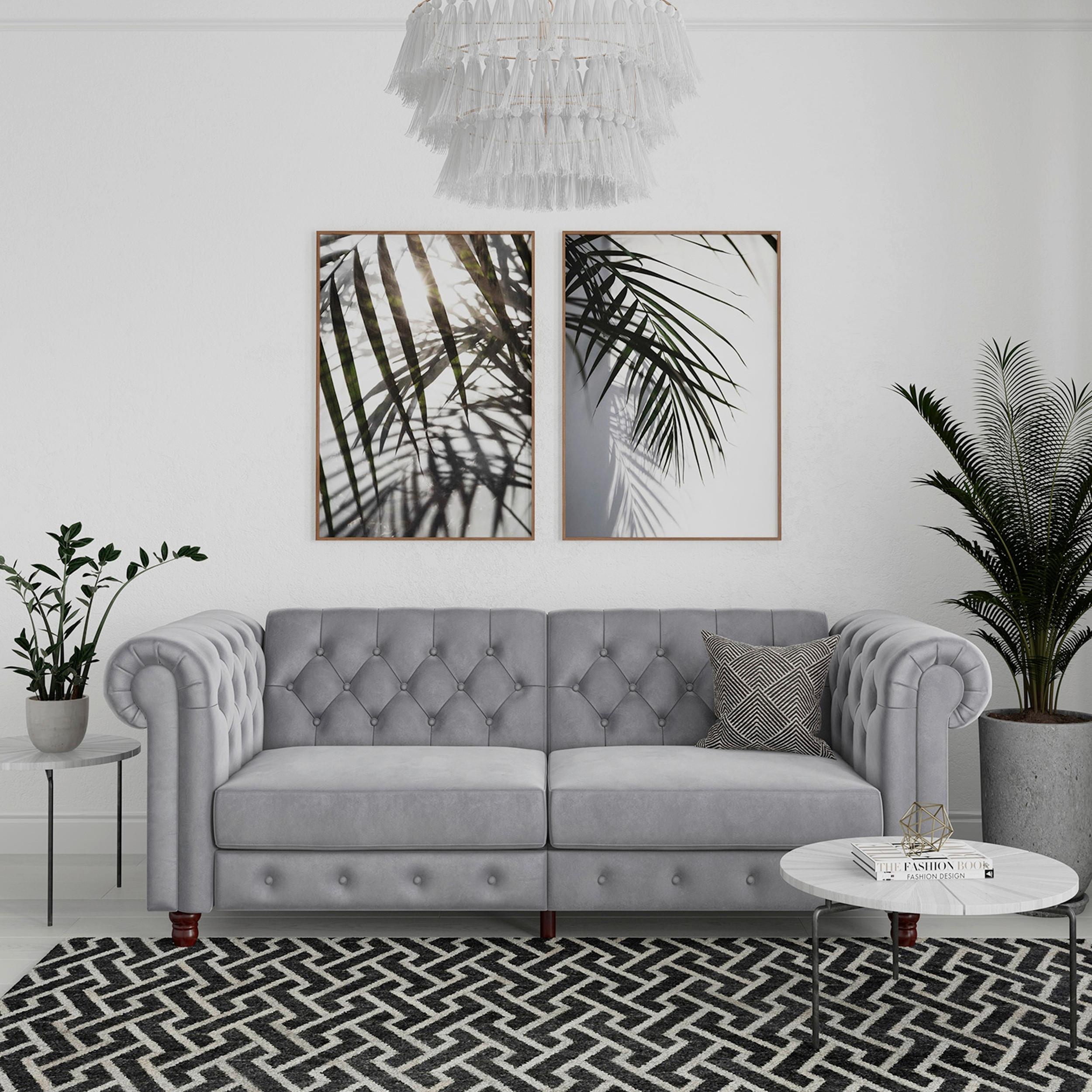 Schlafsofa Firenze Hellgrau, mit Schlaffunktion - Hellgrau/Schwarz, Basics, Textil (236/83/87cm) - Livetastic