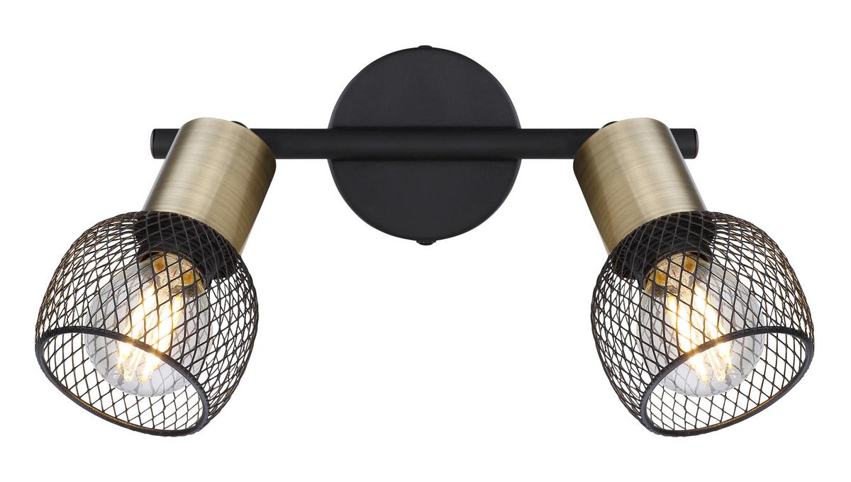 Strahler Fiastra 2-Flammig verstellbar L: 22 cm - Schwarz, Basics, Metall (22/8/14cm) - Globo