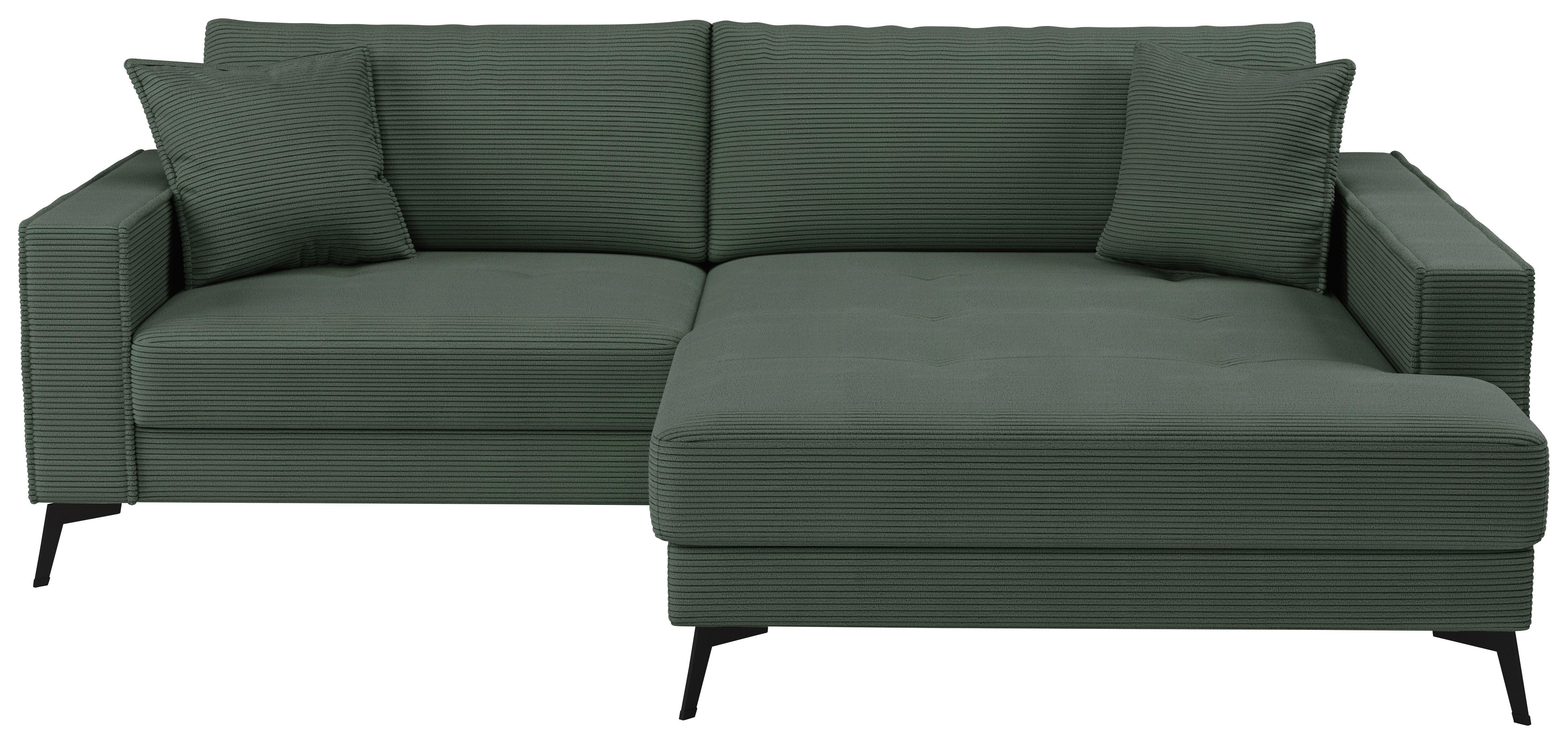 Ecksofa Ted Dunkelgrün S: 228x174 Cm - Dunkelgrün/Schwarz, Trend, Textil (228/174cm)